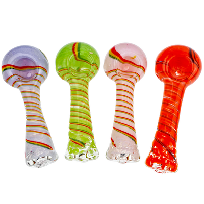 4" Flat Mouth Frit w/ Rasta Swirl Hand Pipe