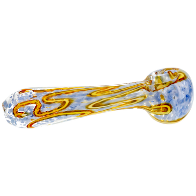 4" Opaque Pastel Frit Two-Tone Squiggle Line Hand Pipe