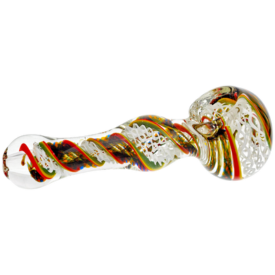 5" Multicolor Twisted Cane Orb Hand Pipe