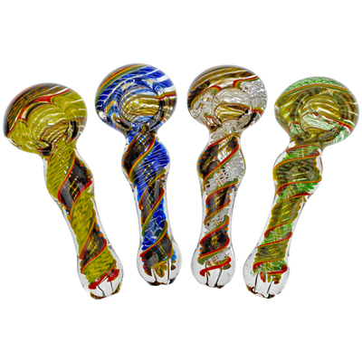 5" Multicolor Twisted Cane Orb Hand Pipe