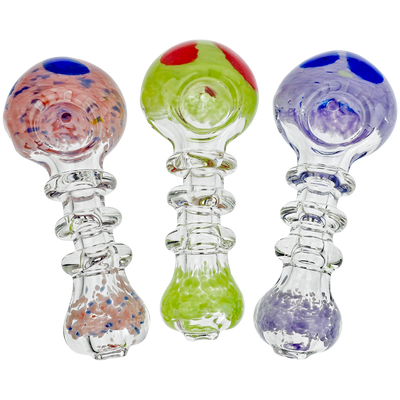 4.5" Frit & Clear Triple Maria Hand Pipe