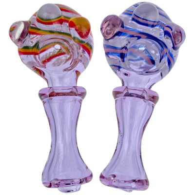 4.5" Purple & Color Cane Hand Pipe
