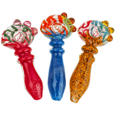 5" Squiggle Head Frit Body Hand Pipe