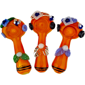 4.5″ FUME FLOWER & BEE GLASS HAND PIPE