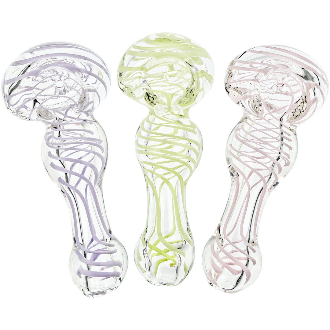 4.5″ CLEAR W/ COLOR SWIRL GLASS HAND PIPE