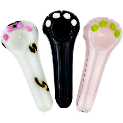 4" Glass Cat Paw Hand Pipe - view 15