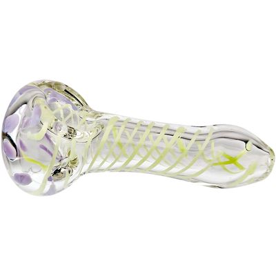 4″ Clear w/ Color Spiral Glass Hand Pipe - detail view