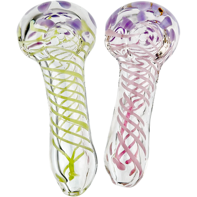4″ Clear w/ Color Spiral Glass Hand Pipe - alternate angle
