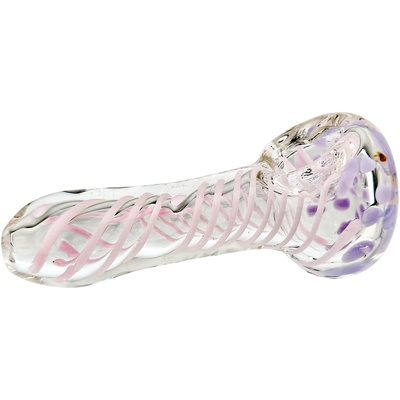 4″ Clear w/ Color Spiral Glass Hand Pipe - close-up view