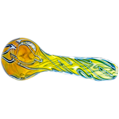 4.5" Fume w/ Color Silly String Line Wrap Hand Pipe - alternate angle