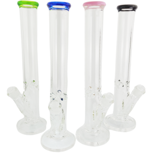 16″ COLOR LIP 9MM THICK STRAIGHT BONG