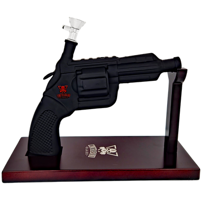 11″ ARSENAL HANDGUN BONG W/ STAND & 1PC FLOWER BOWL SLIDE