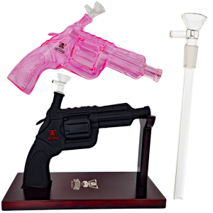 11″ ARSENAL HANDGUN BONG W/ STAND & 1PC FLOWER BOWL SLIDE
