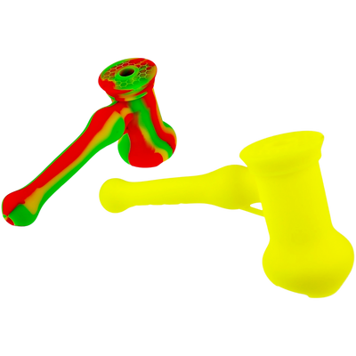 8″ SILICONE HAMMER BUBBLER W/ GLASS FLOWER BOWL