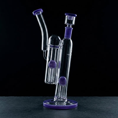 12" Monark Color Accent Double Fused Tree Bong (one off) on dark slate surface - Oil Slick Pad