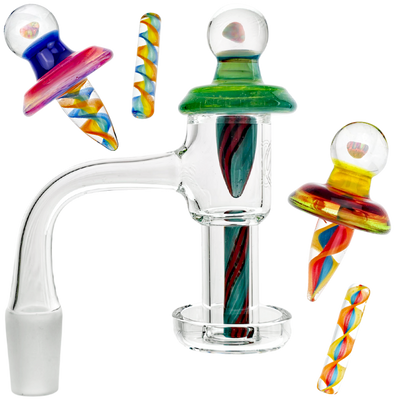 14 M 90° Color Ribbon w/ Opal Slurper Carb Cap & Pillar Banger Set