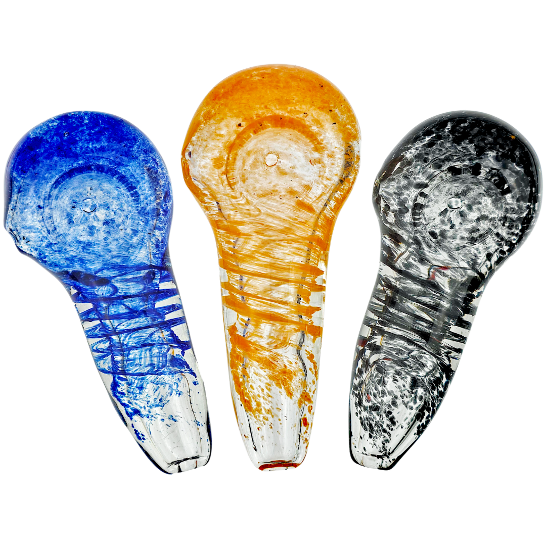 3.5″ CLEAR W/ COLOR FRIT TWIST HAND PIPE