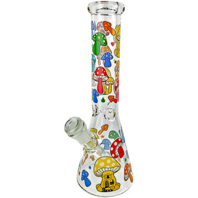 10" Rainbow Mushroom Decal Beaker - detail view