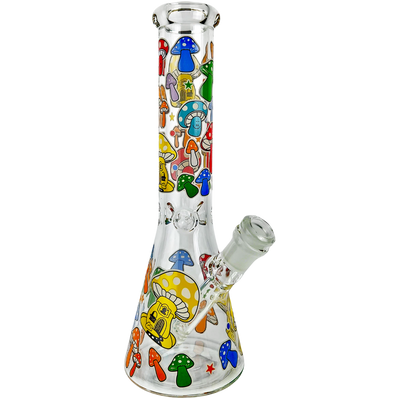 10" Rainbow Mushroom Decal Beaker - alternate angle