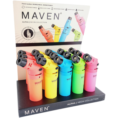 3.5″ MAVEN ALPHA+ NEON TORCH – 15 PACK DISPLAY by Maven