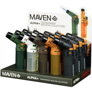 3.5″ MAVEN ALPHA+ SEQUOIA COLLECTION TRANSPARENT TORCH – 15 PACK DISPLAY by Maven