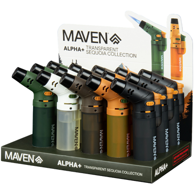 3.5″ MAVEN ALPHA+ SEQUOIA COLLECTION TRANSPARENT TORCH – 15 PACK DISPLAY by Maven