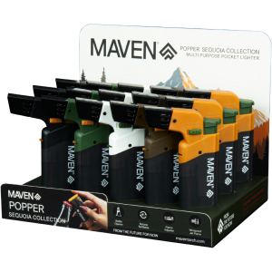 MAVEN POPPER SEQUOIA COLLECTION TRANSPARENT TORCH – 15 PACK DISPLAY by Maven