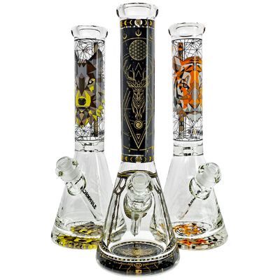 14" Wormhole Animal Graphic Thick Base Beaker