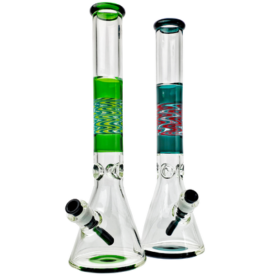 17" Color Accent Wigwag Beaker w/ Black Downstem