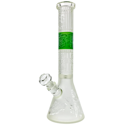15" 3G Deep Etch Rose & Cross Beaker