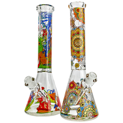 14" Wormhole Trippy Graphic Beaker