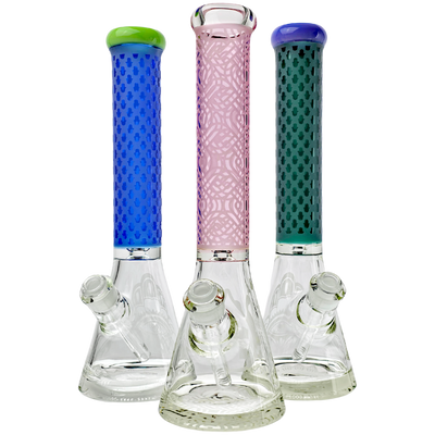 15" Half Color Deep Etch Thick Base Assorted Beaker