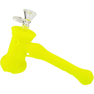 8″ SILICONE HAMMER BUBBLER W/ GLASS FLOWER BOWL