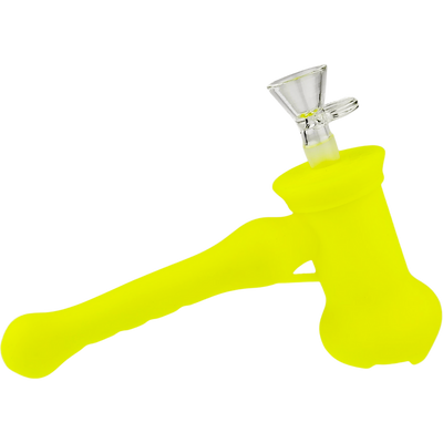 8″ SILICONE HAMMER BUBBLER W/ GLASS FLOWER BOWL