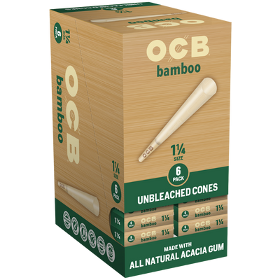 OCB Bamboo 1 ¼ Cones  - 6 Count / 24 Packs - lifestyle shot