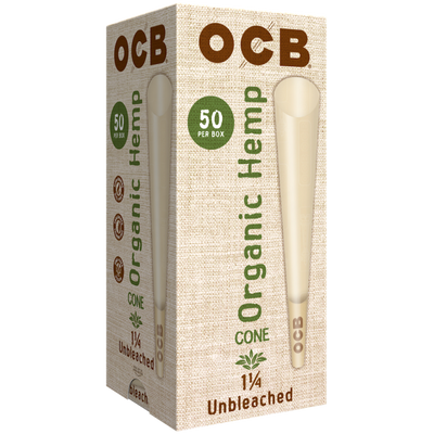 OCB Organic Hemp 1 ¼ Cones 50 Count Tower