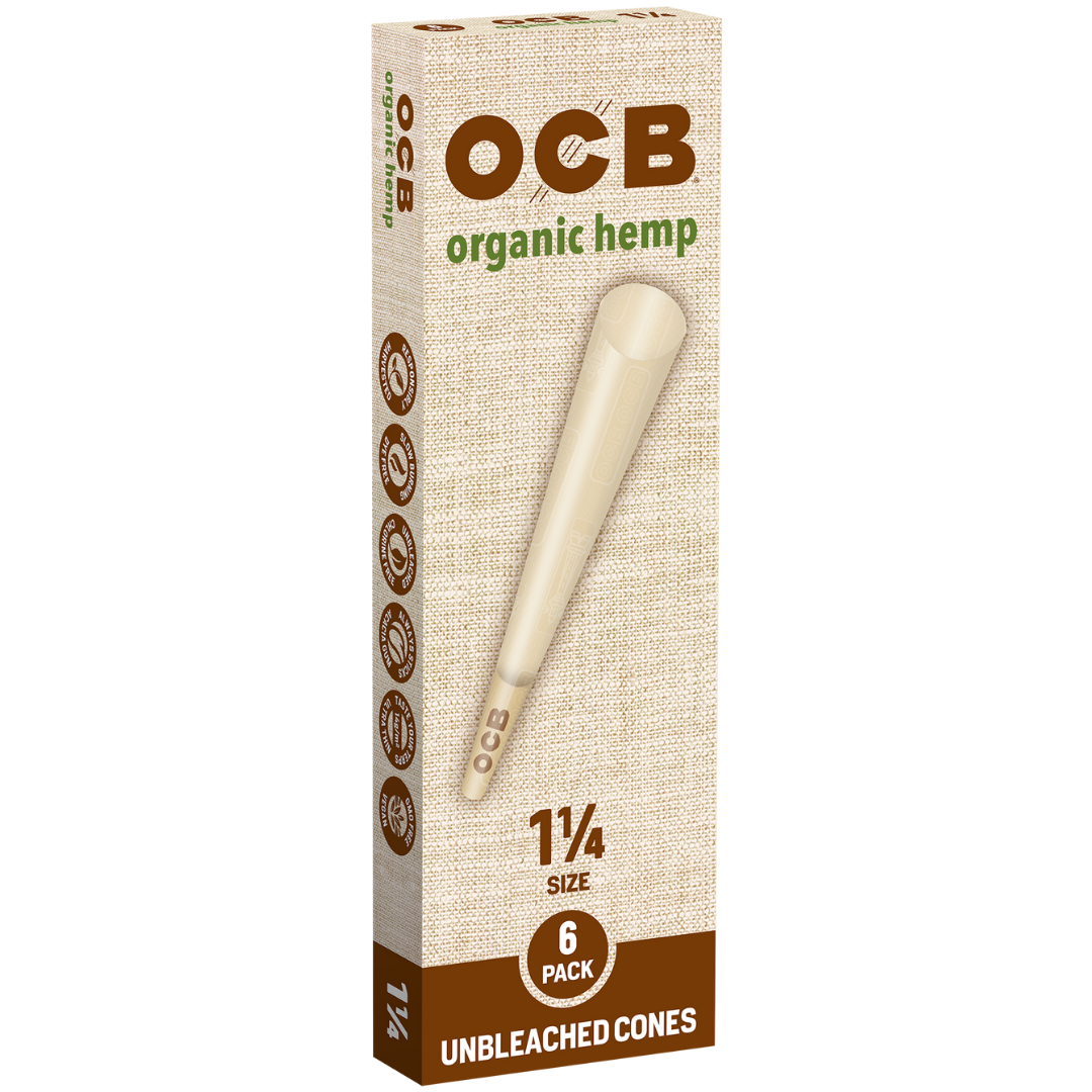OCB Organic Hemp 1 ¼ Cones - 6 Count / 24 Packs - alternate angle