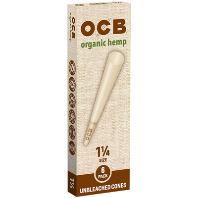 OCB Organic Hemp 1 ¼ Cones - 6 Count / 24 Packs - alternate angle