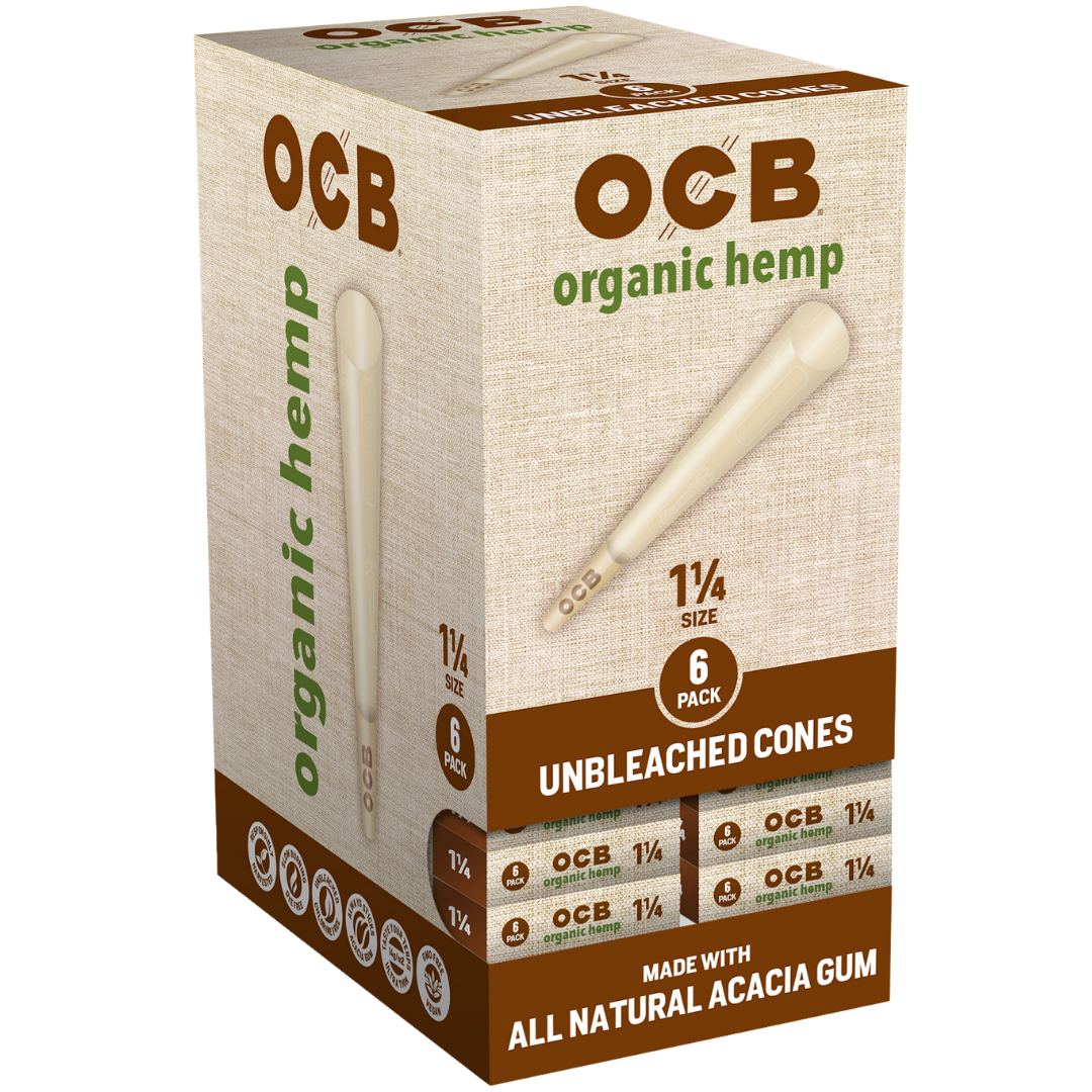 OCB Organic Hemp 1 ¼ Cones - 6 Count / 24 Packs - detail view