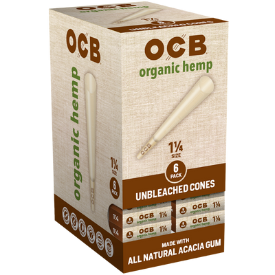 OCB Organic Hemp 1 ¼ Cones - 6 Count / 24 Packs - detail view