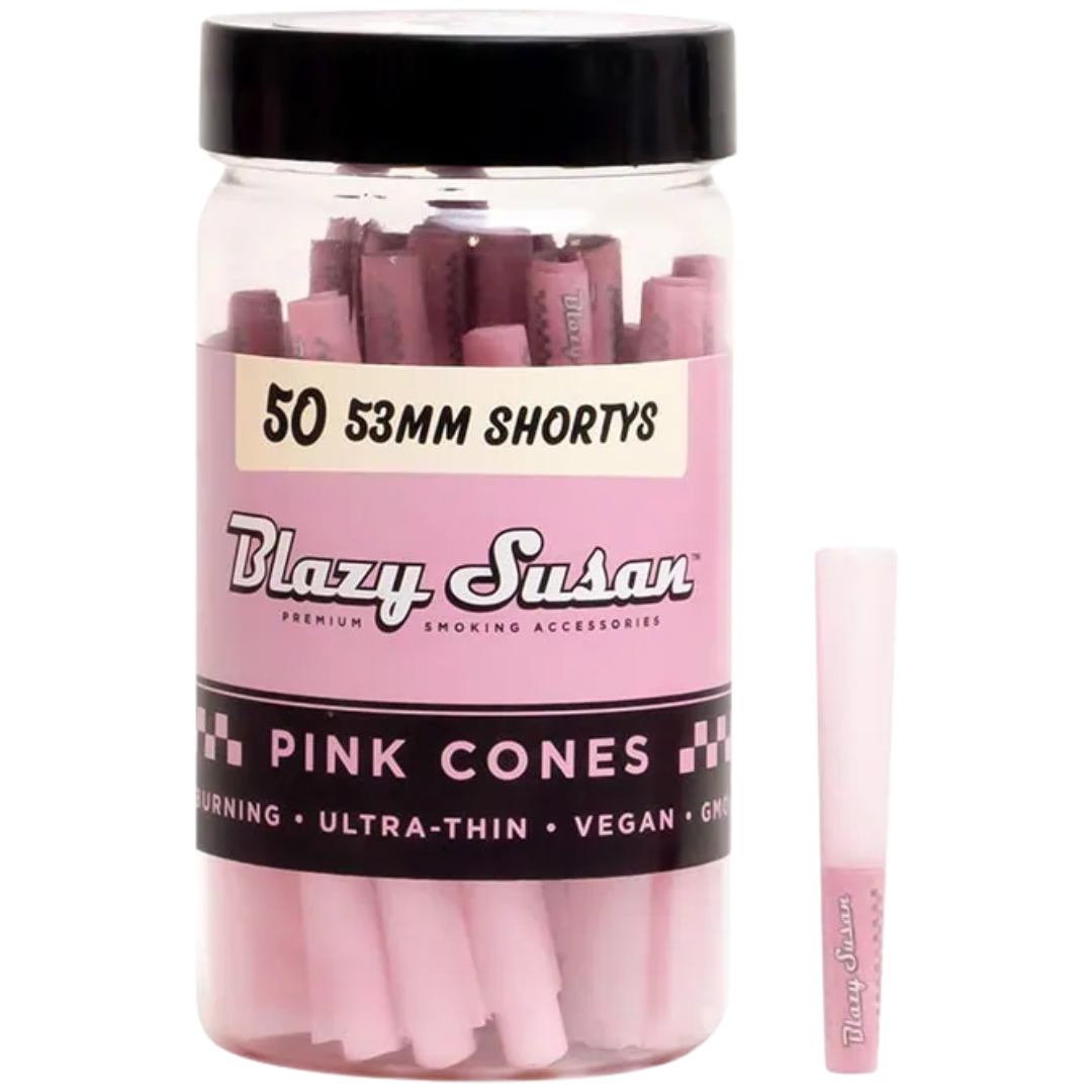 BLAZY SUSAN PINK PAPER CONES – 53MM 50CT SHORTYS CONES