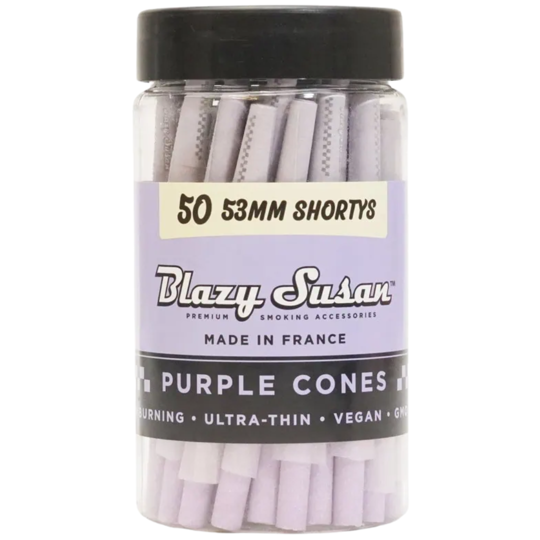 BLAZY SUSAN PURPLE CONES – 50CT 53MM SHORTYS CONES