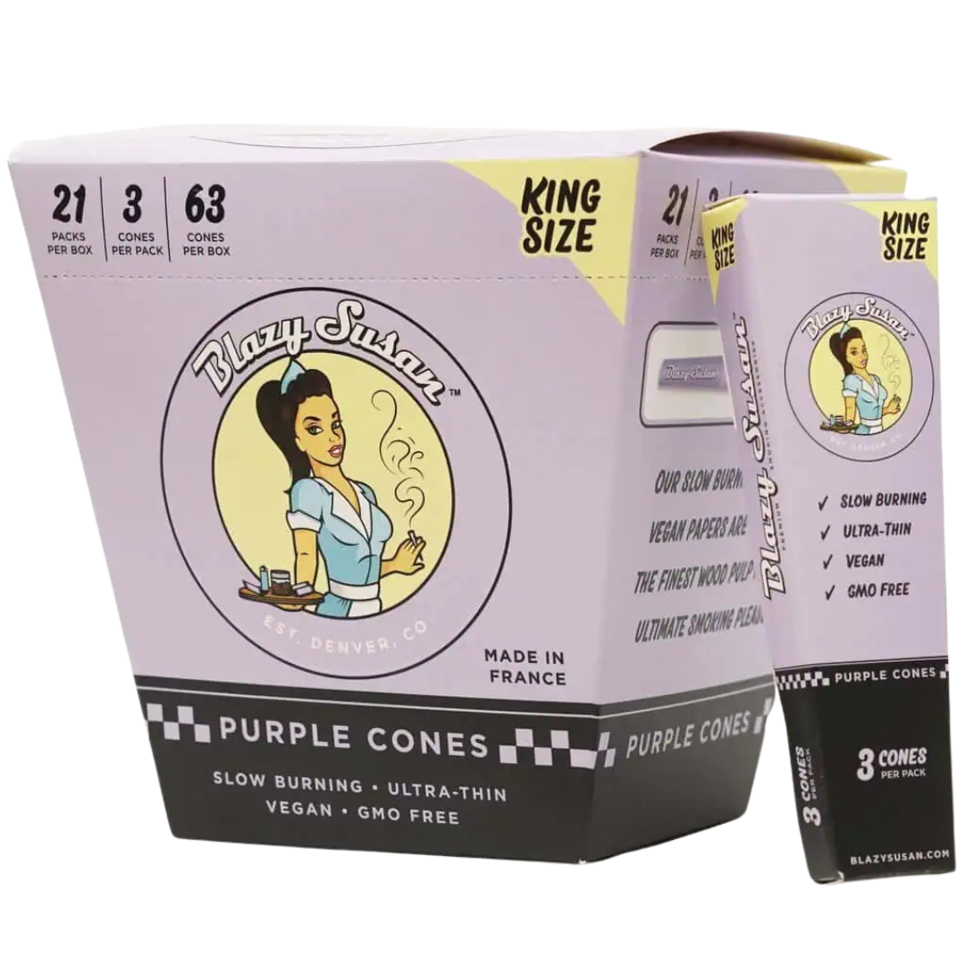 BLAZY SUSAN PURPLE CONES – KING SIZE 3PCK CONES