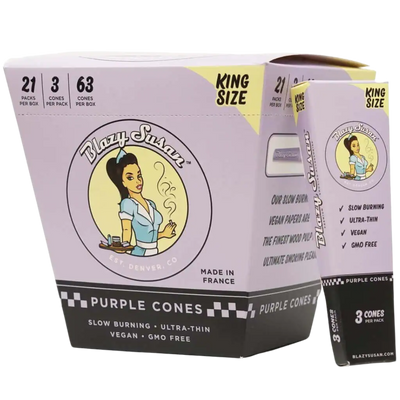BLAZY SUSAN PURPLE CONES – KING SIZE 3PCK CONES