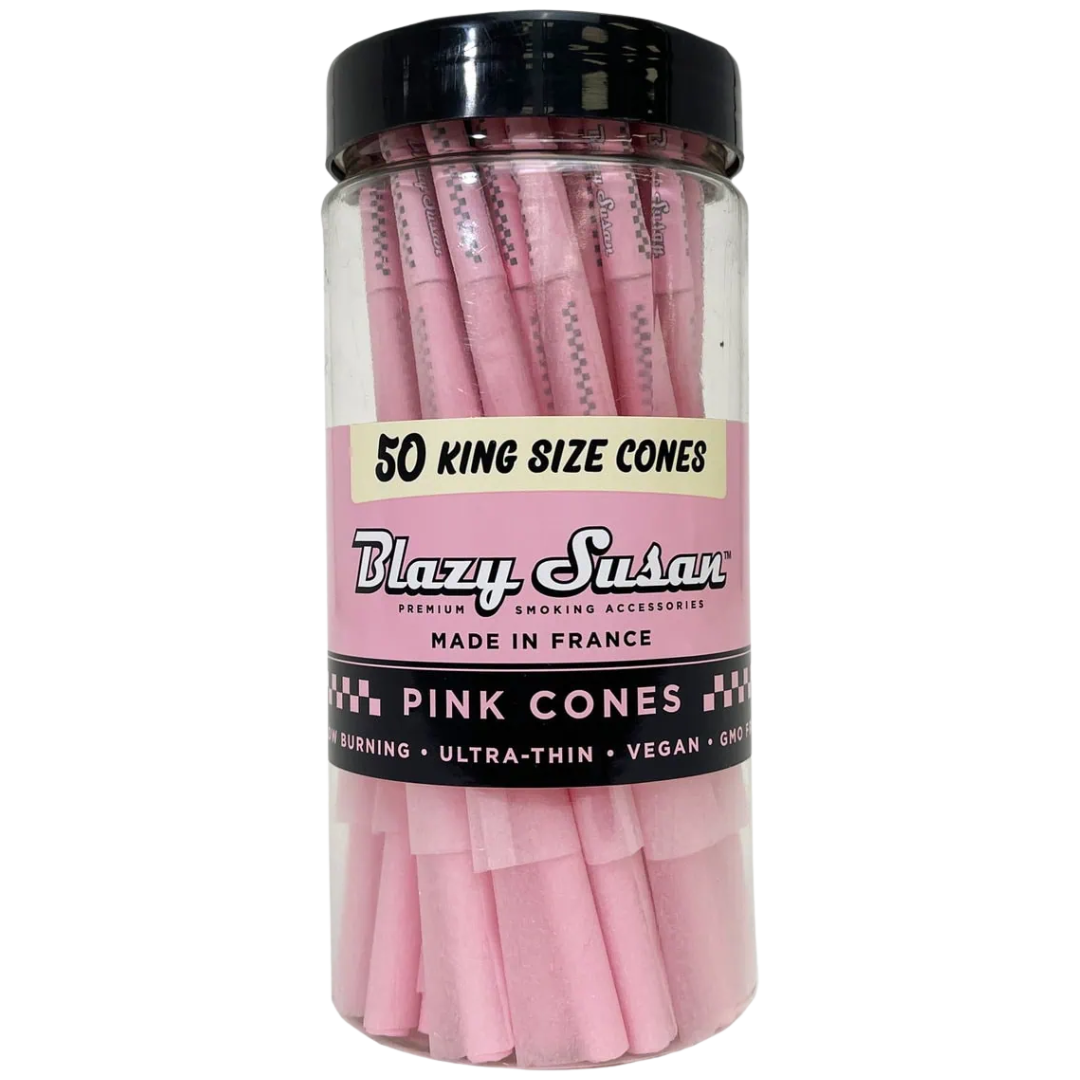 BLAZY SUSAN PINK PAPER CONES – KING SIZE, 50CT CONES