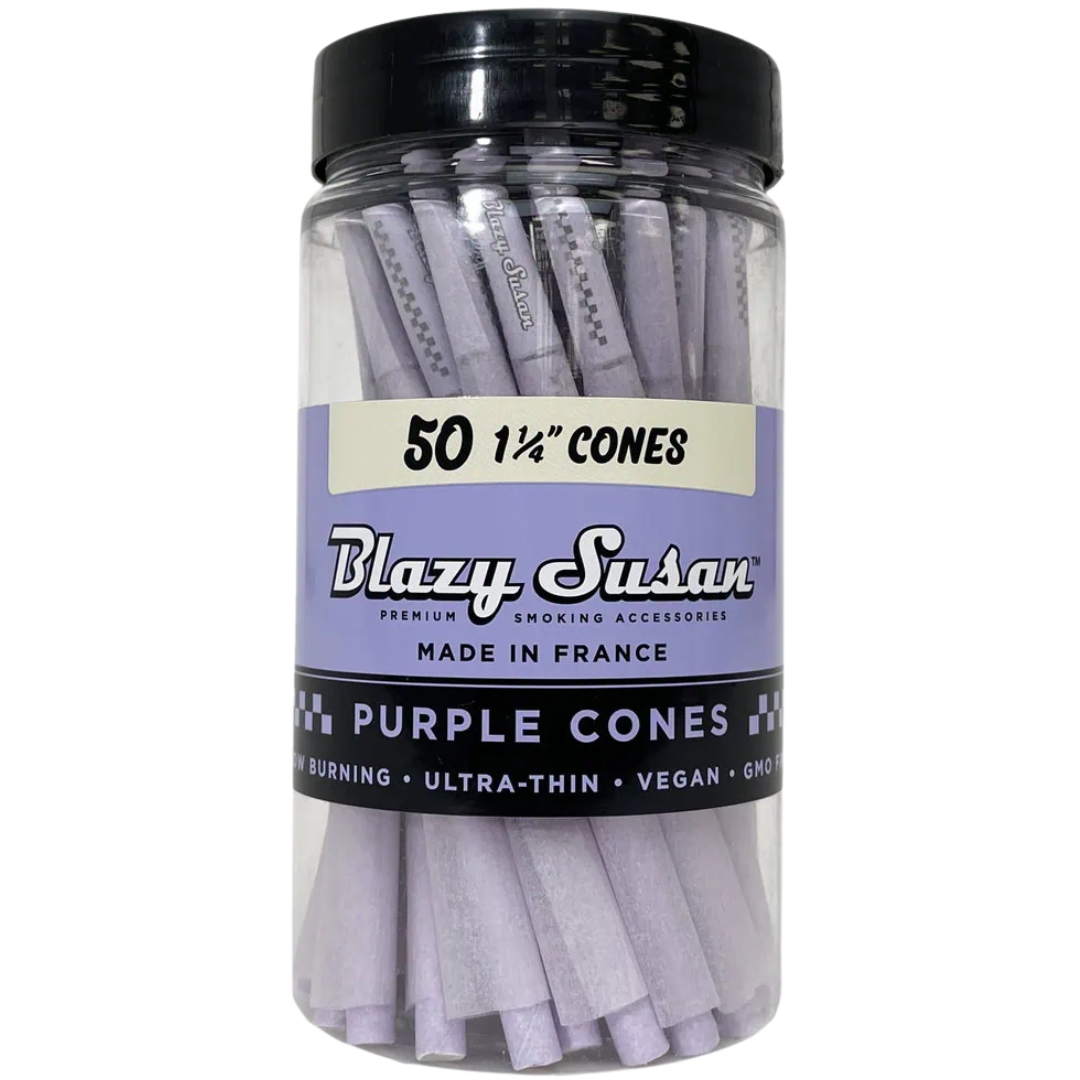 BLAZY SUSAN PURPLE PAPER CONES – 1 ¼ 50CT