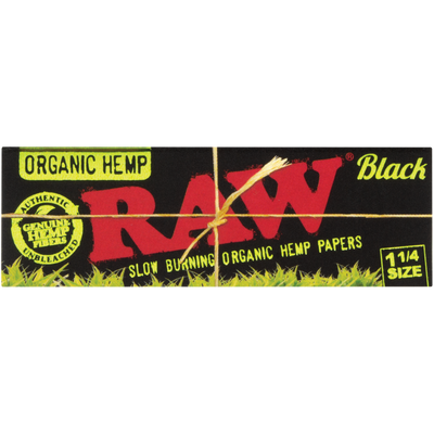 RAW Black Organic Hemp 1 ¼ Rolling Papers 24bx