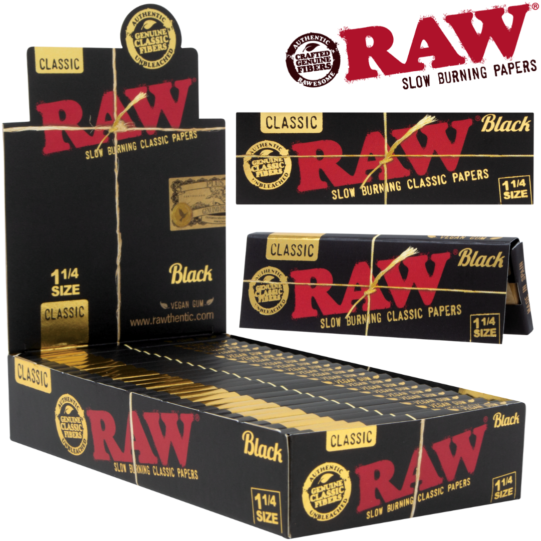 RAW BLACK CLASSIC 1 ¼ ROLLING PAPERS 24BX