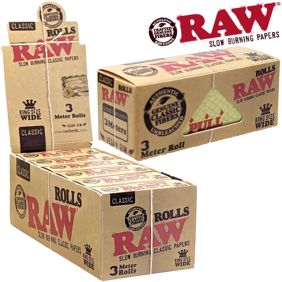 RAW CLASSIC KING SIZE 54MM WIDE 3M LONG ROLL 12BX