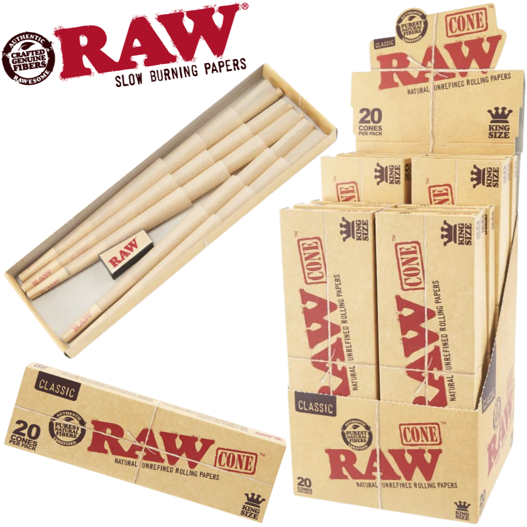 RAW CLASSIC 20PK PRE-ROLL KING SIZE CONES 12BX